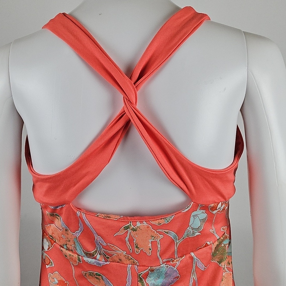 Patagonia Morning Glory Jersey Knit Coral Floral Print Crossback A Line Dress - Picture 8 of 16
